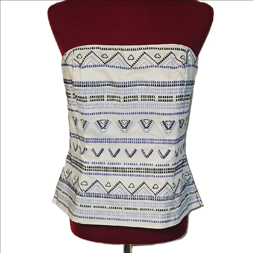 White House Black Market Geometric Strapless Top Size 10